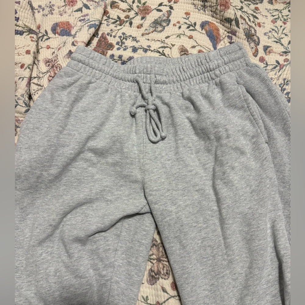 TNA Terry Fleece Light Gray Boyfriend Joggers